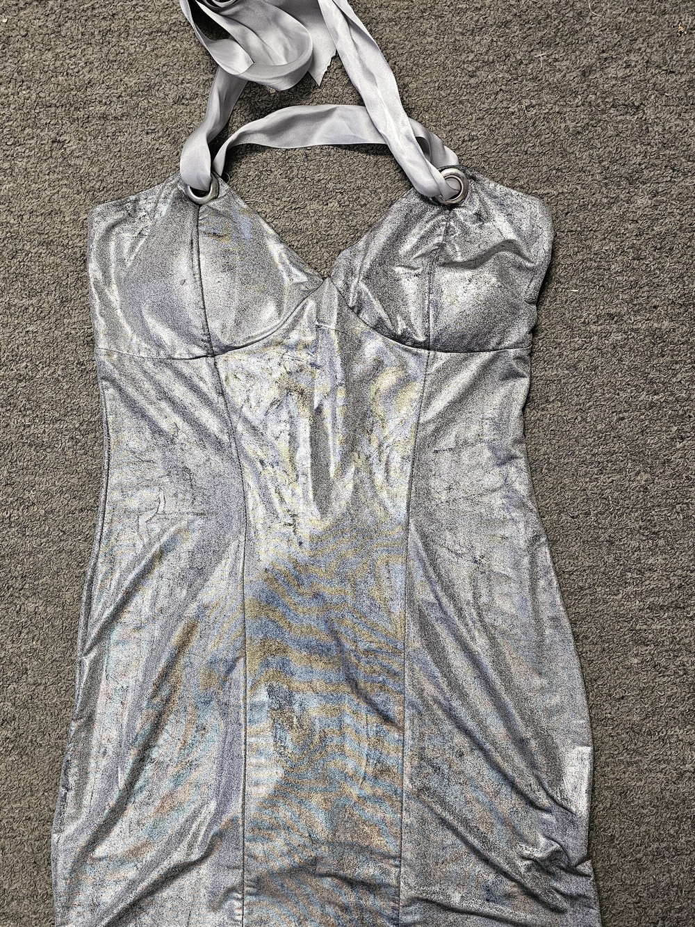 Silver Halter Mini Dress